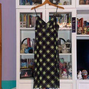BP. Green Plaid Midi Dress